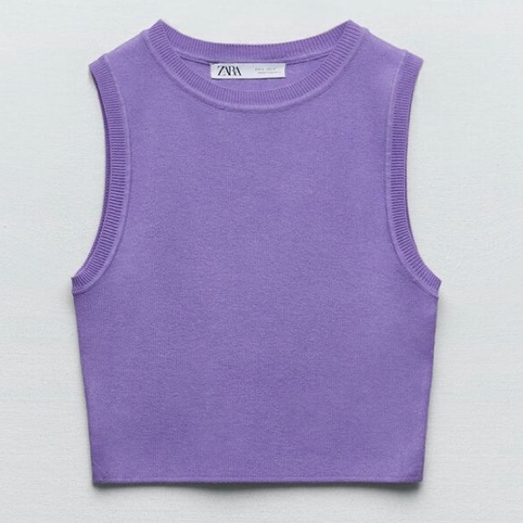 Zara - Basic Cropped Knit Top - Picture 1 of 3